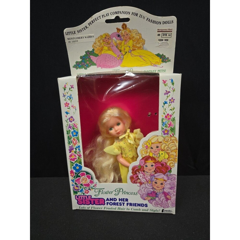 Flower Princess Little Sister & Her Forest Friends by Creata Yellow Vintage 1985